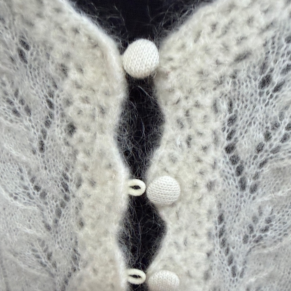 NWT  Camila Coelho White Knit delicate   mohair Cardigan  S - Picture 7 of 12